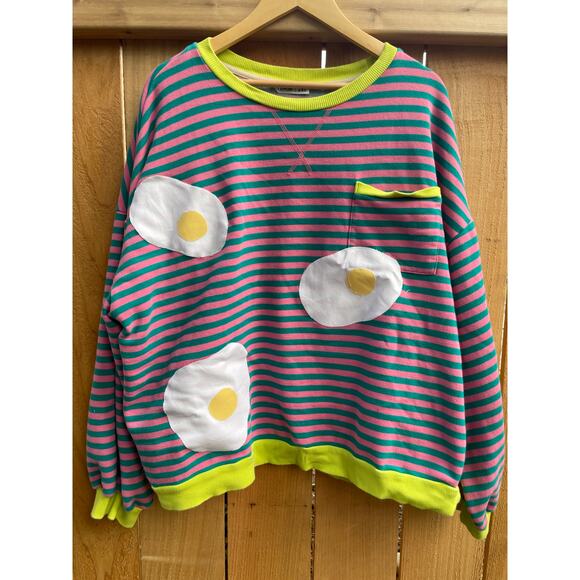 2XL Upcycled Striped Egg Shirt Skater Funky Quirky - Picture 7 of 7